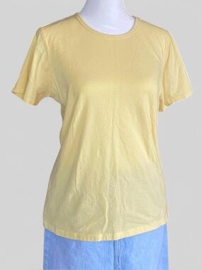 IZOD Yellow Stretch Cotton Tee Soft Fitted Basic Crewneck Minimal Top L